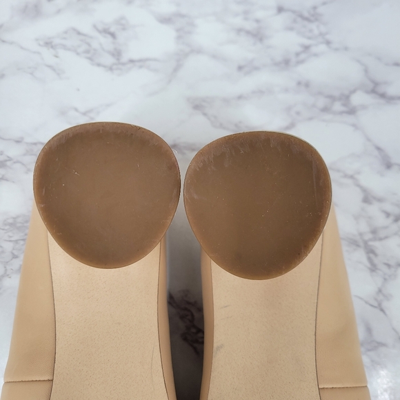 Franco Sarto Womens Pisa Leather Square Toe Pumps Nude Beige Heels - Picture 10 of 12